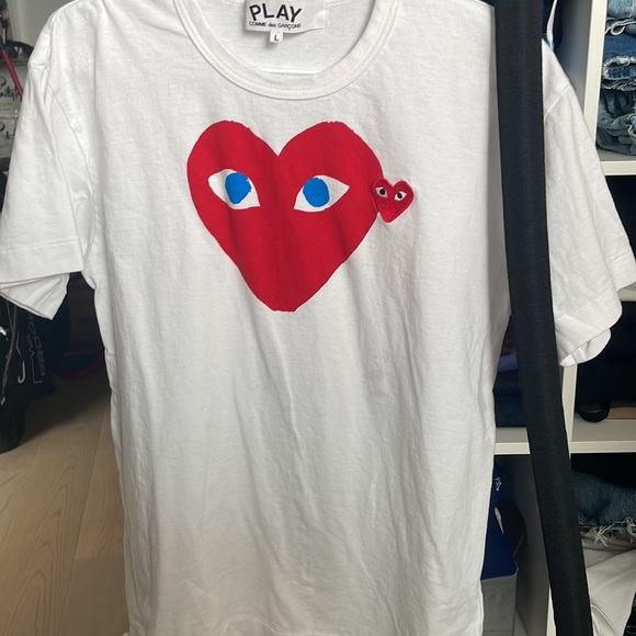 White Comme De Garçon Designer T-shirt for Sale - Picture 4 of 5